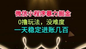 微信小程序暴力掘金，0撸玩法，没难度，一天稳定进账几张【揭秘】-LH资源分享网