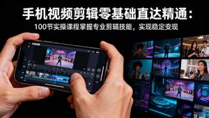 手机视频剪辑零基础直达精通:100节实操课程掌握专业剪辑技能,实现稳…-LH资源分享网