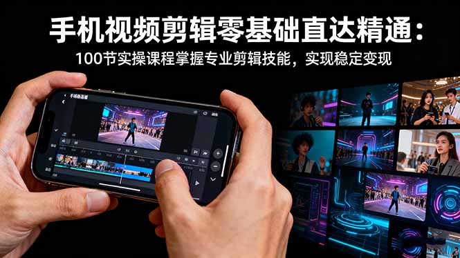 手机视频剪辑零基础直达精通：100节实操课程掌握专业剪辑技能，实现稳…-LH资源分享网