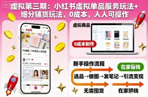 虚拟第三期：小红书虚拟单品服务玩法+细分铺货玩法，0成本，人人可操作(更新)-LH资源分享网