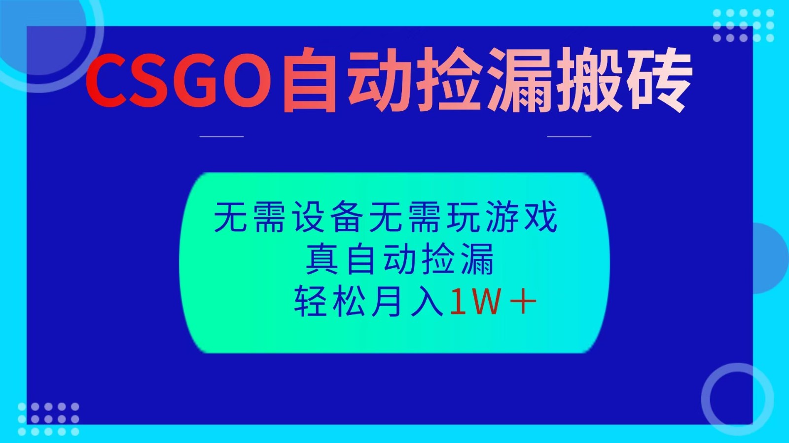 CSGO自动捡漏搬砖，当天操作当天见结果，无需了解游戏，包教包会包落地-LH资源分享网