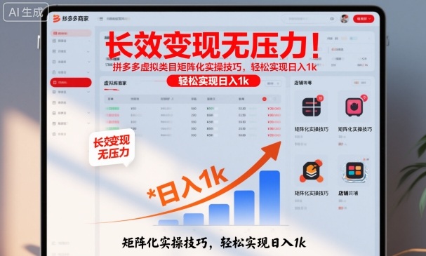 长效变现无压力！拼多多虚拟类目矩阵化实操技巧，轻松实现日入1k【揭秘】-LH资源分享网
