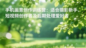 手机摄影之画意创作训练营:适合摄影新手、短视频创作者及后期处理爱好者-LH资源分享网