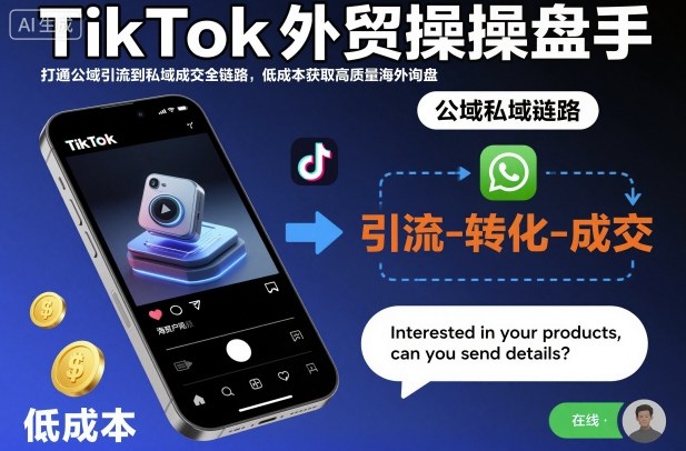 TikTok外贸操盘手，打通公域引流到私域成交全链路，低成本获取高质量海外询盘-LH资源分享网