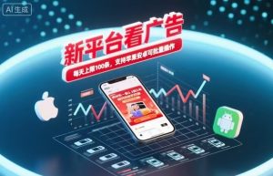 新台看广告,养好机一条5毛到5块,单机日入30到100,支持苹果安卓,可批量操作。-LH资源分享网