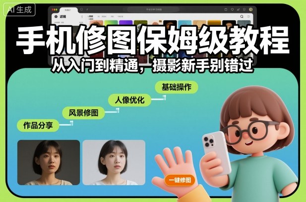 手机修图保姆级教程，从入门到精通，摄影新手别错过-LH资源分享网