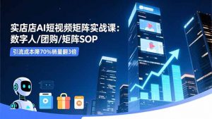 实体店AI短视频矩阵实战课：数字人/团购/矩阵SOP，引流成本降70%销量翻3倍-LH资源分享网