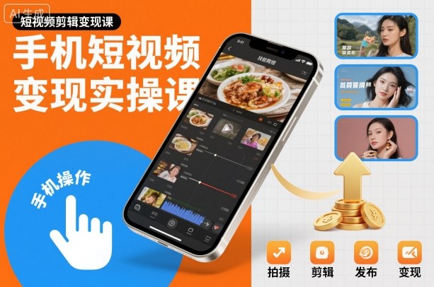 手机短视频变现实操课，短视频剪辑变现课-LH资源分享网