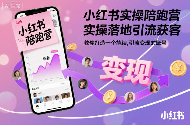 小红书实操陪跑营，实操落地引流获客，教你打造一个持续引流变现的账号-LH资源分享网