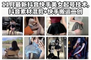 11月最新抖音快手美女起号技术，抖音素材混剪+快手搬运二创-LH资源分享网
