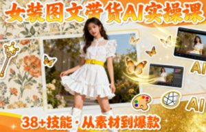 女装图文带货的AI实操课，覆盖38个实用技能，快速提升素材制作效率-LH资源分享网