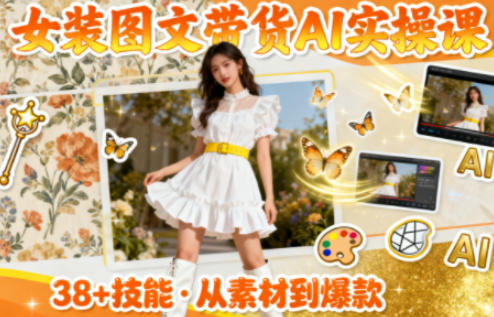 女装图文带货的AI实操课，覆盖38个实用技能，快速提升素材制作效率-LH资源分享网