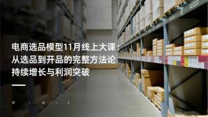 电商选品模型11月线上大课：从选品到开品的完整方法论 持续增长与利润突破-LH资源分享网