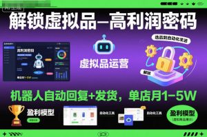 解锁虚拟品高利润密码:机器人自动回复+发货,单店月1-5W【揭秘】-LH资源分享网