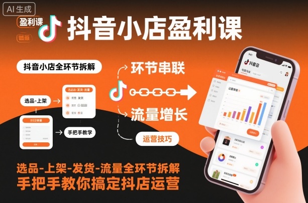 抖音小店盈利课-选品-上架-发货-流量全环节拆解，手把手教你搞定抖店运营-LH资源分享网