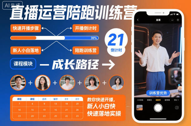 直播运营陪跑训练营，教你快速开播，新人小白快速落地实操-LH资源分享网