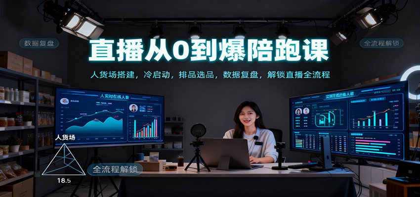 直播从0到爆陪跑课：人货场搭建，冷启动，排品选品，数据复盘，解锁直播全流程-LH资源分享网
