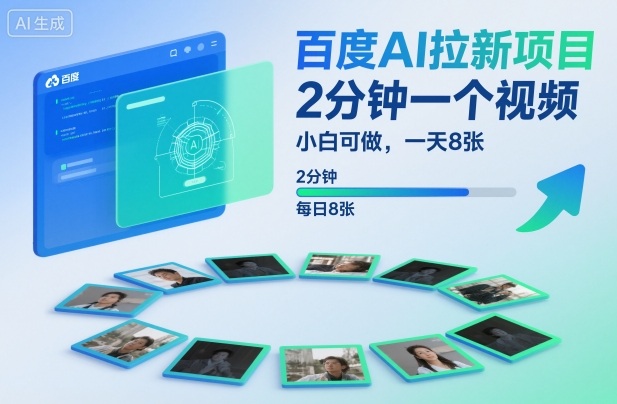 百度AI拉新项目，2分钟一个视频，小白可做，一天8张【附案例+保姆级教程】-LH资源分享网