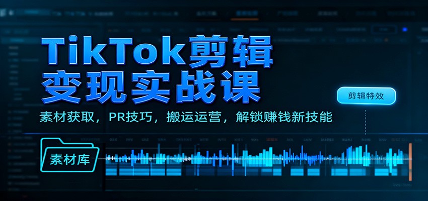 TikTok剪辑变现实战课：素材获取，PR技巧，搬运运营，解锁赚钱新技能-LH资源分享网