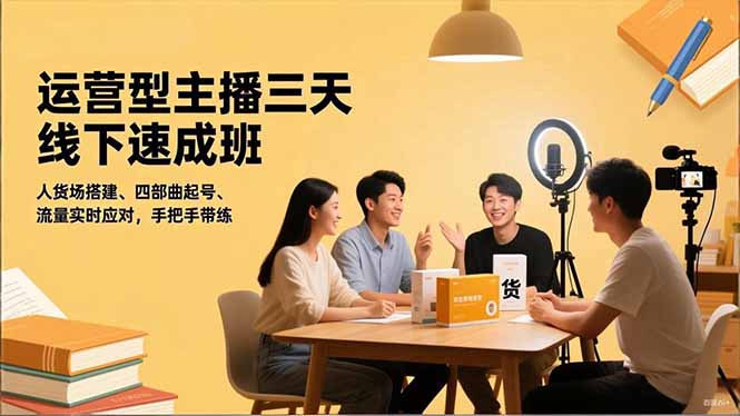 运营型主播三天线下班，人货场搭建,四部曲起号,流量实时应对，手把手带练-LH资源分享网