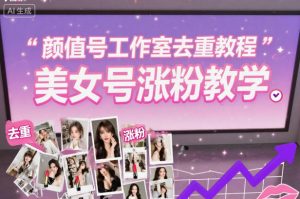 颜值号工作室去重教程,美女号涨粉教学-LH资源分享网