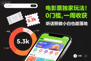 电影票独家玩法!0门槛,一周收获5.3k,听话照做小白也能落地【揭秘】-LH资源分享网