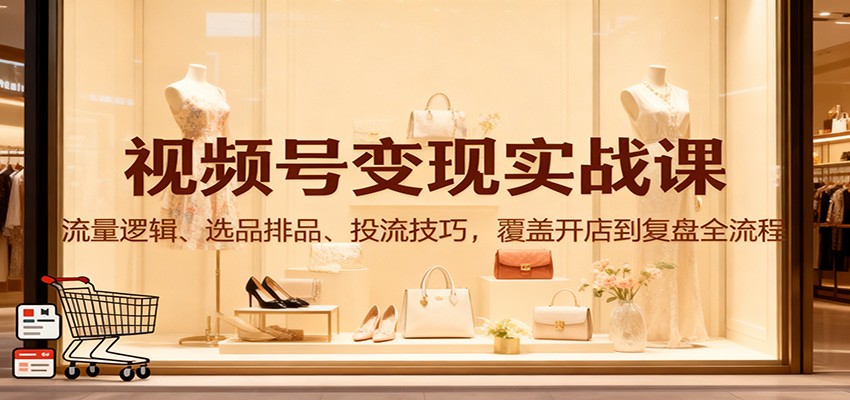 视频号变现实战课：流量逻辑、选品排品、投流技巧，覆盖开店到复盘全流程-LH资源分享网