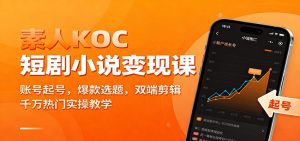 素人KOC短剧小说变现课：账号起号，爆款选题，双端剪辑，千万热门实操教学-LH资源分享网