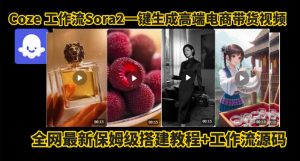 coze智能体sora2一键生成电商带货高端视频工作流保姆级拆解教程,无需剪辑,无需拍摄-LH资源分享网