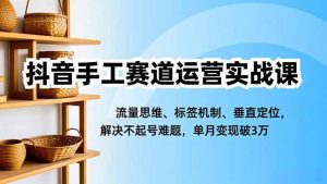 抖音手工赛道运营实战课，流量思维、标签机制、垂直定位，解决不起号难题，单月变现破3万-LH资源分享网
