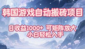 韩国游戏自动搬砖项目，日收益1k+，可矩阵放大，小白轻松入手【揭秘】-LH资源分享网
