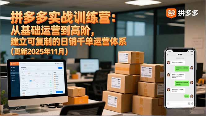 拼多多实战训练营：从基础运营到高阶，建立可复制的日销千单运营体系(更新11月-LH资源分享网