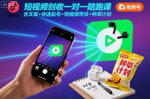 短视频创收一对一陪跑课,含文案+快速起号+短视频带货+种草计划-LH资源分享网