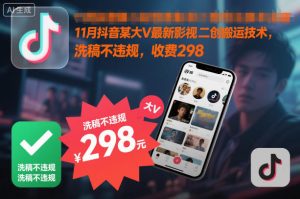 11月抖音某大V最新影视二创搬运技术,洗稿不违规,收费298-LH资源分享网
