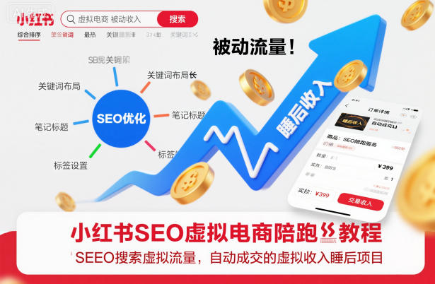 小红书SEO虚拟电商陪跑教程，实现seo搜索被动流量，自动成交的被动收入睡后项目-LH资源分享网