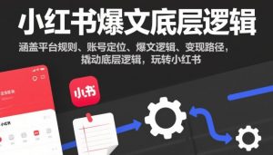 小红书爆文底层逻辑，涵盖平台规则、账号定位、爆文逻辑、变现路径，撬动底层逻辑，玩转小红书-LH资源分享网