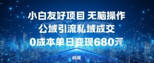 小白友好项目，无脑操作，公域引流私域成交，0成本单日变现680米-LH资源分享网