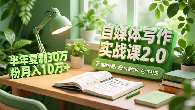 自媒体写作实战课2.0，爆款标题、内容结构、IP打造，半年复制30万粉月入10万+-LH资源分享网
