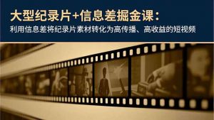 大型纪录片+信息差掘金课：利用信息差将纪录片素材转化为高传播、高收益的短视频-LH资源分享网