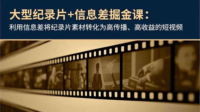 大型纪录片+信息差掘金课：利用信息差将纪录片素材转化为高传播、高收益的短视频-LH资源分享网