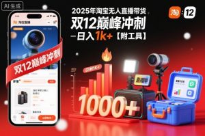 2025年淘宝无人直播带货，冲刺双12，日入1k+【附工具】【揭秘】-LH资源分享网