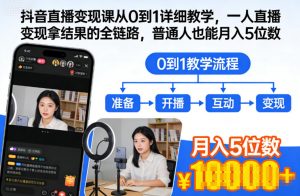 抖音直播变现课从0到1详细教学，一人直播变现拿结果的全链路，普通人也能月入5位数-LH资源分享网
