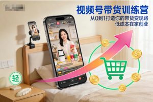 视频号带货训练营，从0到1打造你的带货变现路，低成本在家创业-LH资源分享网