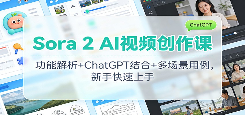 Sora 2 AI视频创作课：功能解析+ChatGPT结合+多场景用例，新手快速上手-LH资源分享网
