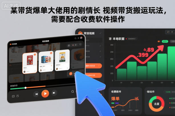 某带货爆单大佬用的剧情长视频带货搬运玩法，需要配合收费软件操作-LH资源分享网