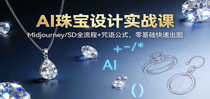 AI珠宝设计实战课：Midjourney/SD全流程+咒语公式，零基础快速出图-LH资源分享网