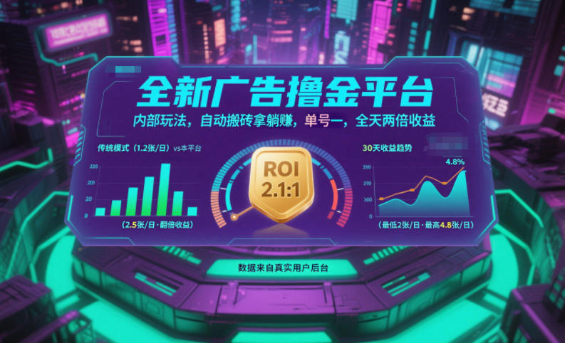 全新广告撸金平台，内部玩法，自动搬砖拿躺賺，单号一天保底2张+，全天两倍收益【揭秘】-LH资源分享网