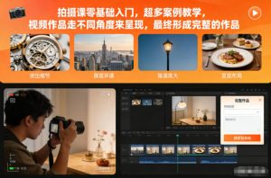 拍摄课零基础入门,超多案例教学,视频作品走不同角度来呈现,最终形成完整的作品-LH资源分享网
