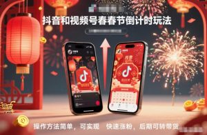 抖音和视频号，春节倒计时玩法，操作方法简单，可实现快速涨粉，后期可转带货-LH资源分享网
