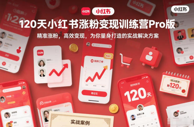 120天小红书涨粉变现训练营Pro版，精准涨粉，高效变现，为你量身打造的实战解决方案-LH资源分享网